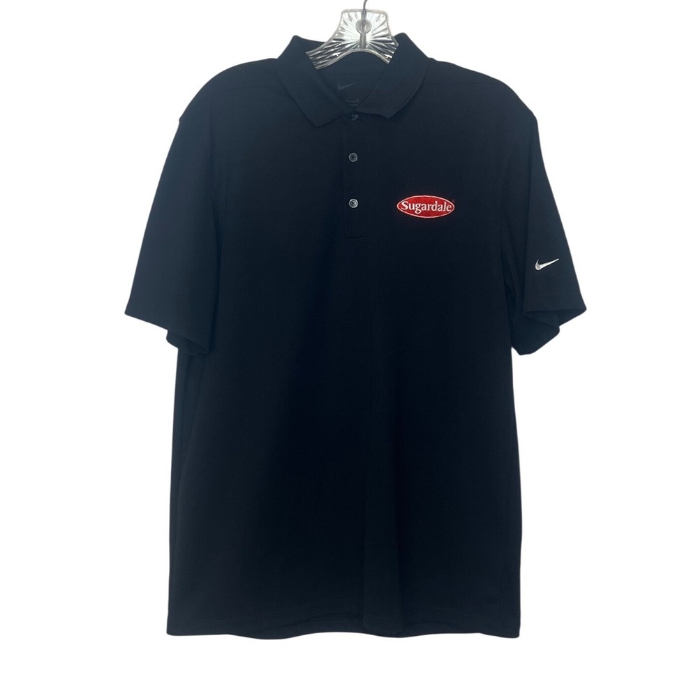 Nike Sugardale Polo Shirt Mens Medium Black Golf Short Sleeve Casual Work